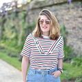 T-shirt Zara Marini&egrave;re &agrave; froufrou Multicolore