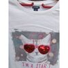 T-shirt enfant Kiabi Sweat blanc sequins motif chat &agrave; lunettes Blanc