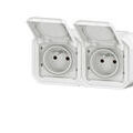 Prise de courant double horizontal 16A 2P+T Legrand Plexo? blanche compl&egrave;te