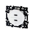 Prise chargeur USB double type C Blanc Eur'Ohm Square