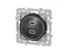 Prise chargeur USB double type C Noir Eur'Ohm Square