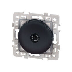 Prise TV coaxiale simple Noir Eur'Ohm Square