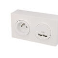 SCHNEIDER ELECTRIC Prise en saillie 2P+T + USB double Schneider Odace