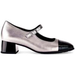 Chaussures escarpins Gabor Escarpins en cuir &agrave; talon block d&eacute;croch&eacute; Argent&eacute;