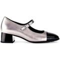 Chaussures escarpins Gabor Escarpins en cuir &agrave; talon block d&eacute;croch&eacute; Argent&eacute;
