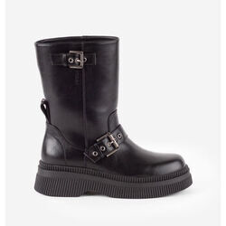Bottes Victoria BOTTES DUBLIN EFFET CUIR NOIR MONOCHROME SANGLES 1301106