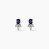 Histoire d'Or Boucles D'Oreilles Puces Precieux Petales Or Jaune Saphir Diamants