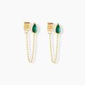 Histoire d'Or Boucles D'Oreilles Pendantes Ond&eacute;e Or Jaune Malachite
