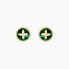 Histoire d'Or Boucles D'Oreilles Puces Talisman Or Jaune Malachite Diamant