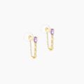 Histoire d'Or Boucles D'Oreilles Pendantes Jardin Secret Or Jaune Am&eacute;thyste Oxyde De Zirconium