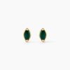Histoire d'Or Boucles D'Oreilles Puces Lucky Gems Or Jaune Malachite Oxyde De Zirconium