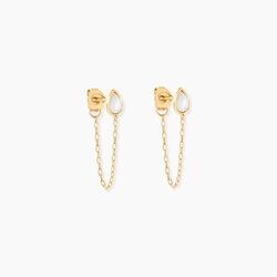 Histoire d'Or Boucles D'Oreilles Pendantes Ond&eacute;e Or Jaune Nacre