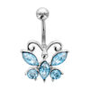 Piercing de nombril en acier papillon en oxydes bleu ciel