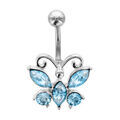 Piercing sur Artemare : Piercing de nombril en acier papillon en oxydes bleu ciel
