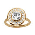 Bagues sur Artemare : Bague en vermeil plateau rond orn&eacute; d'oxydes blancs sertis et 1 plus gros au centre