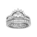 Bague en argent rhodi&eacute; triples anneaux et oxydes blancs sertis Artemare