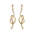 Boucles d'oreille en vermeil boucle avec oxydes blancs sertis et fermoir poussette
