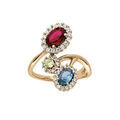 Bagues sur Artemare : Bague en vermeil crois&eacute;e oxydes multicouleur