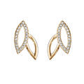 Boucles d'oreille sur Artemare : Boucles d'oreille en vermeil feuillage ajour&eacute; avec oxydes blancs sertis et fermoir poussette