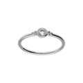 Bague en argent rhodi&eacute; avec solitaire rond d'oxyde blanc serti et clos Artemare