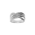 Bague en argent rhodi&eacute; crois&eacute;e trois brins avec oxydes blancs Artemare