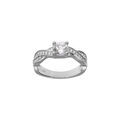 Bagues sur Artemare : Bague en argent rhodi&eacute; tresse, solitaire d'oxydes blancs