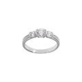 Bague en argent rhodi&eacute;, trilogie d'oxydes blancs