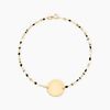 Histoire d'Or Bracelet Or Jaune 375/1000 Pastille Ronde Gravable Email Vert Maille Lumina 18Cm