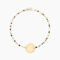 Histoire d'Or Bracelet Or Jaune 375/1000 Pastille Ronde Gravable Email Vert Maille Lumina 18Cm