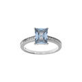 Bague en argent rhodi&eacute; avec au centre oxyde bleu et blanc forme rectangle