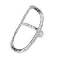 Bague en argent rhodi&eacute; forme ovale &eacute;vid&eacute;e et martel&eacute;e Artemare