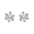 Boucles d'oreille tige en argent rhodi&eacute; 4mm oxyde blanc serti 6 griffes