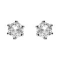 Boucles d'oreille en argent rhodi&eacute; avec oxyde blanc rond 6mm 6 griffes Artemare
