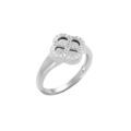 Bague en argent rhodi&eacute; tr&egrave;fle agate blanche v&eacute;ritable, contour oxydes blancs Artemare