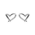 Boucles d'oreille tige en argent rhodi&eacute; coeur avec oxydes blancs sertis Artemare