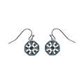Boucles d'oreille crochet en acier r&eacute;sine bleu et oxydes blancs