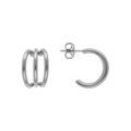Boucles d'oreille sur Artemare : Cr&eacute;oles en acier trois rangs largeur 10 x hauteur 17mm
