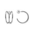 Boucles d'oreille sur Artemare : Cr&eacute;oles en acier trois rangs largeur 15mm x hauteur 25mm