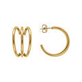 Boucles d'oreille sur Artemare : Cr&eacute;oles en acier dor&eacute; trois rangs largeur 15mm x hauteur 25mm