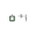 Boucles d'oreille tige en argent rhodi&eacute; carr&eacute; avec oxydes verts sertis Artemare