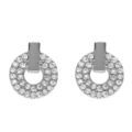 Boucles d'oreille tige en argent rhodi&eacute; ronde oxydes blancs sertis