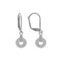 Boucles d'oreille en argent rhodi&eacute; de forme ronde avec oxydes blancs sertis, fermoir dormeuse