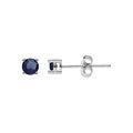 Boucles d'oreille tige,en argent rhodi&eacute; ronde 3mm oxyde bleu fonc&eacute; serti 4 griffes Artemare