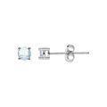 Boucles d'oreille tige,en argent rhodi&eacute; ronde 3mm oxyde bleu clair serti 4 griffes Artemare