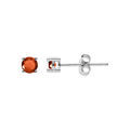 Boucles d'oreille tige, en argent rhodi&eacute; ronde 3mm oxyde grenat serti 4 griffes