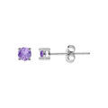 Boucles d'oreille sur Artemare : Boucles d'oreille tige, en argent rhodi&eacute; ronde 3mm oxyde violet serti 4 griffes