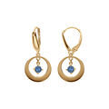 Boucles d'oreille sur Artemare : Boucles d'oreille en argent dor&eacute;, forme cercle avec un oxyde bleu fonc&eacute; pendant, fermoir dormeuse