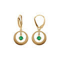 Boucles d'oreille sur Artemare : Boucles d'oreille en argent dor&eacute;, forme cercle avec un oxyde vert pendant, fermoir dormeuse