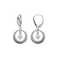 Boucles d'oreille sur Artemare : Boucles d'oreille en argent rhodi&eacute;, forme cercle avec un oxyde blanc pendan, fermoir dormeuse