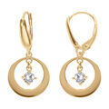 Boucles d'oreille sur Artemare : Boucles d'oreille en argent dor&eacute;, forme cercle avec un oxyde blanc pendant, fermoir dormeuse